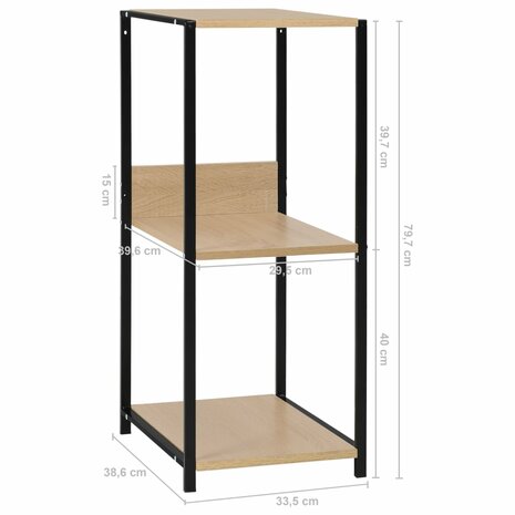 Boekenkast 33,5x39,6x79,7 cm bewerkt hout zwart en eikenkleurig 7