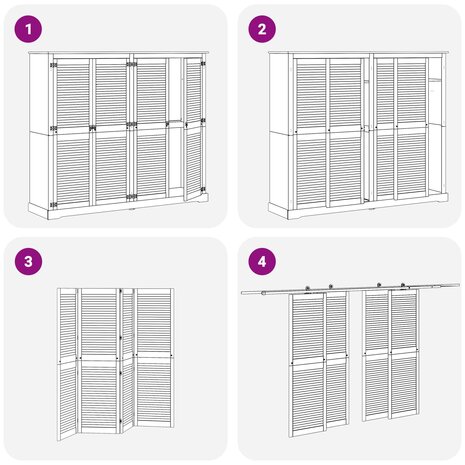 Kastdeur 4 pcs Naturel 170 x 2,1 x 39,5 cm Massief grenenhout 10