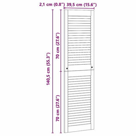 Kastdeur Naturel 140,5 x 2,1 x 39,5 cm Massief grenenhout 9