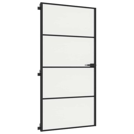 Binnendeur smal 102,5x201,5 cm gehard glas en aluminium zwart 4