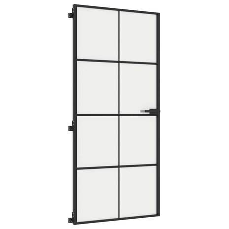 Binnendeur smal 93x201,5 cm gehard glas en aluminium zwart 4