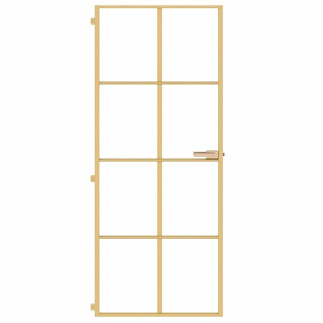 Binnendeur smal 83x201,5 cm gehard glas en aluminium goudkleur 3