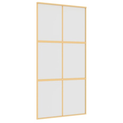 Schuifdeur 102,5x205 cm mat ESG-glas en aluminium goudkleurig 2