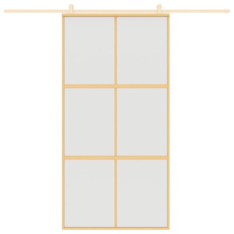 Schuifdeur 102,5x205 cm mat ESG-glas en aluminium goudkleurig 8