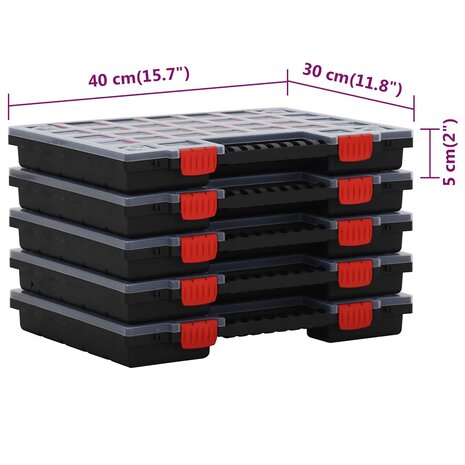 Assortimentsdozen 5 st 40x30x5 cm polypropeen 7