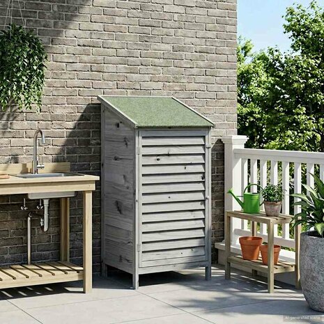 Tuinschuur Grijs 59 x 56 x 113,5 cm Massief Vurenhout 3