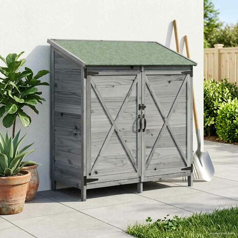 Tuinschuur Grijs 106 x 56 x 113,5 cm Bewerkt hout 3