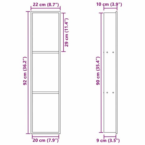 DouchenisZwart 90 x 20 x 9,5 cm Roestvrij staal 9