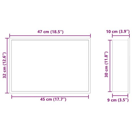 DouchenisWit 45 x 30 x 9,5 cm Roestvrij staal 9