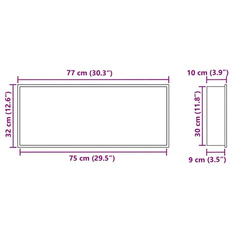DouchenisWit 75 x 30 x 9,5 cm Roestvrij staal 9