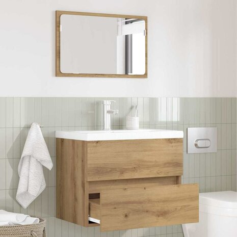 Badkamermeubelset 2 pcs Artisan Eiken Geperst Hout en Metaal 1