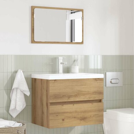Badkamermeubelset 2 pcs Artisan Eiken Geperst Hout en Metaal 4