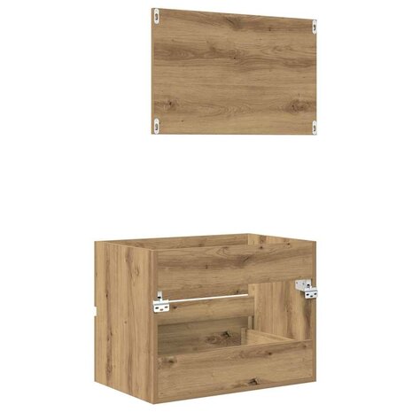 Badkamermeubelset 2 pcs Artisan Eiken Geperst Hout en Metaal 10