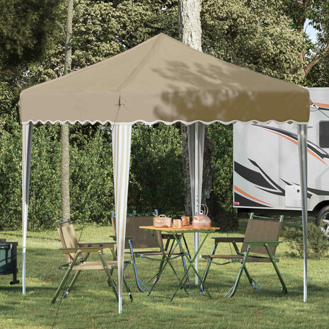 Pop-up partytent 195 x 195 x 245 cm Cr&egrave;mekleurig Oxford Stof 1