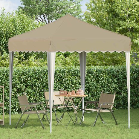Pop-up partytent 195 x 195 x 245 cm Cr&egrave;mekleurig Oxford Stof 3