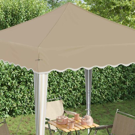 Pop-up partytent 195 x 195 x 245 cm Cr&egrave;mekleurig Oxford Stof 4
