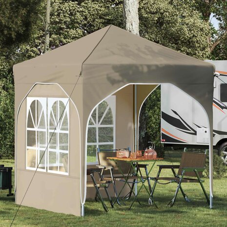 Pop-up partytent 192 x 192 x 245 cm Cr&egrave;mekleurig 1