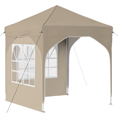 Pop-up partytent 192 x 192 x 245 cm Cr&egrave;mekleurig 2