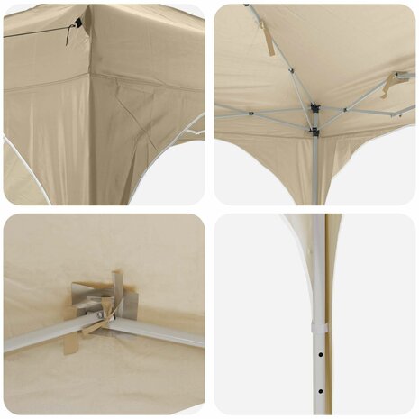 Pop-up partytent 192 x 192 x 245 cm Cr&egrave;mekleurig 11