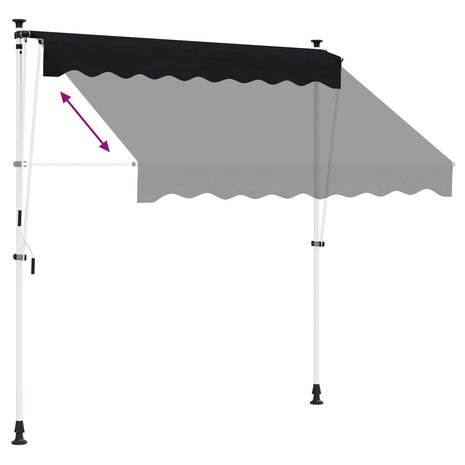 Handmatig uitschuifbare luifel Zwart 100 cm 5