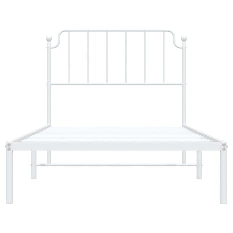 Bedframe met hoofdbord metaal wit 100x200 cm 6