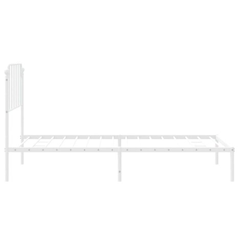 Bedframe met hoofdbord metaal wit 100x200 cm 7