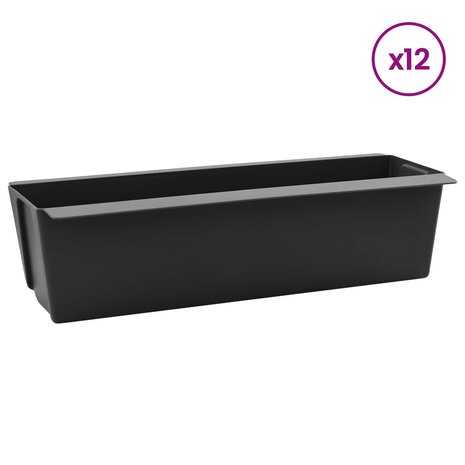 Bloembakken voor Euro-pallets 12 pcs Zwart 36 x 13,5 x 9,5 cm 3