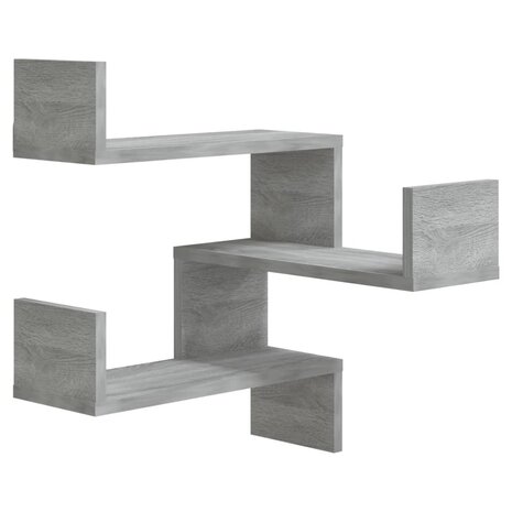 Hoekwandschap 40x40x50 cm bewerkt hout grijs sonoma eikenkleur 2
