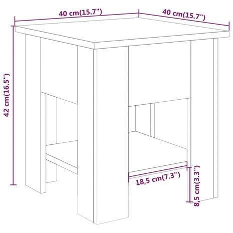 Salontafel 40x40x42 cm bewerkt hout betongrijs 6