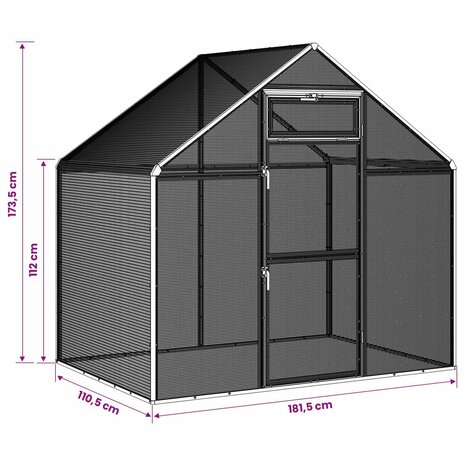 Vogelkooi Zilverkleurig 181,5 x 110,5 x 173,5 cm 9