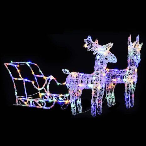 Kerstversiering rendieren en slee 160 LED's 130 cm acryl 1