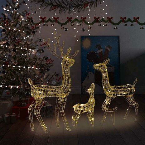Kerstversiering rendierfamilie 300 LED's warmwit acryl 1