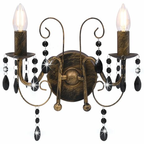 Wandlamp met kralen 2xE14 antiekzwart 3