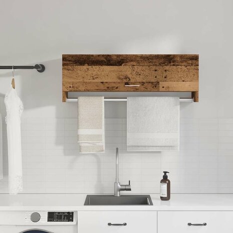 Kledingkast 100x32,5x35 cm bewerkt hout oud houtkleurig 3