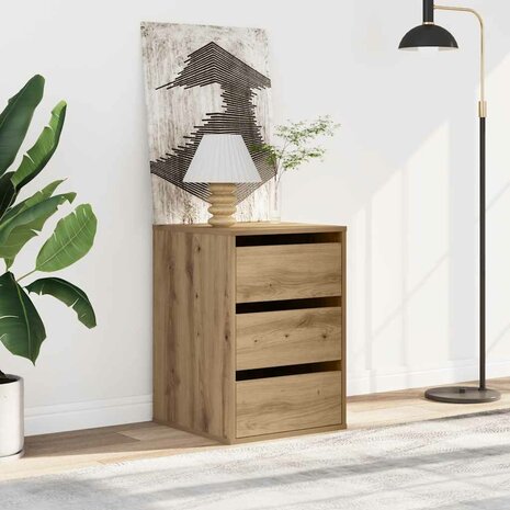Ladekast 40x41x58 cm bewerkt hout artisanaal eikenkleurig 1