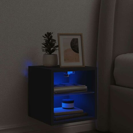 Tv-wandmeubel met LED-verlichting 30x28,5x30 cm zwart 3