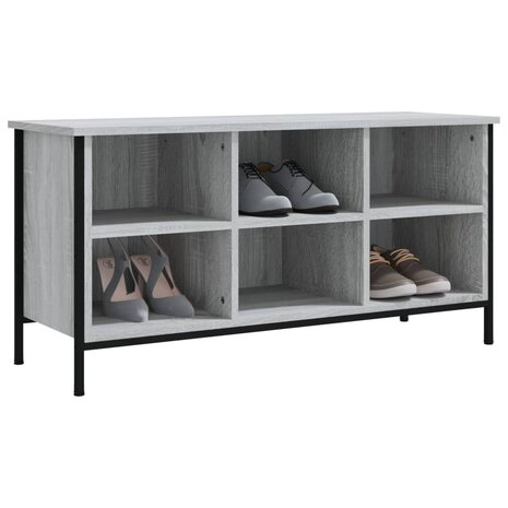 Schoenenkast 100x35x50 cm bewerkt hout grijs sonoma eikenkleur 6