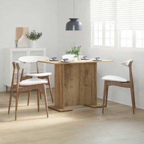 Eettafel 110x60x75 cm bewerkt hout artisanaal eikenkleurig 1