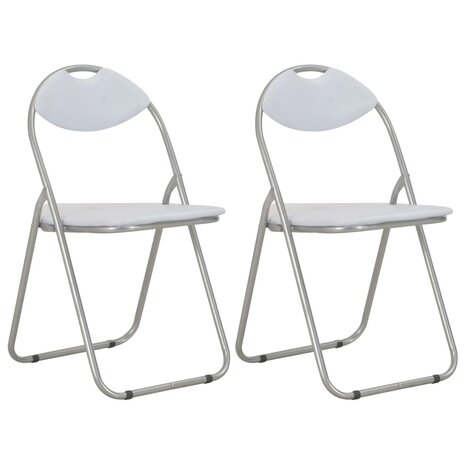Eetkamerstoelen inklapbaar 2 st kunstleer wit 1
