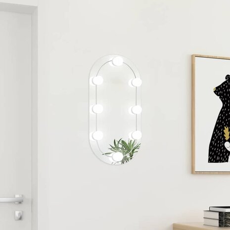 Spiegel met LED-verlichting ovaal 60x30 cm glas 1