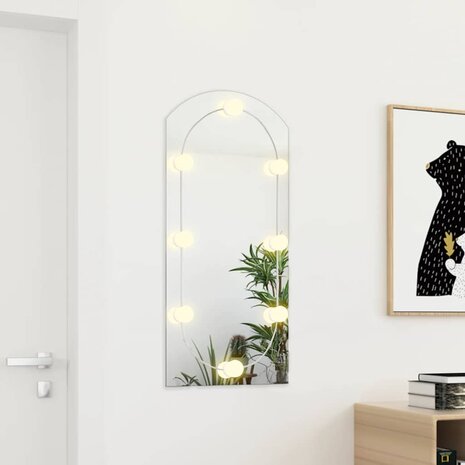 Spiegel met LED-verlichting boog 90x45 cm glas 3