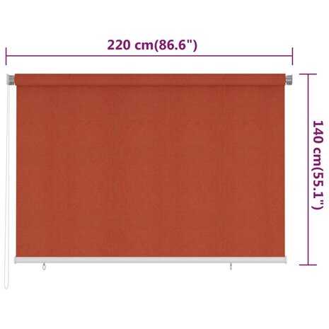 Rolgordijn voor buiten 220x140 cm HDPE terracottakleurig 6