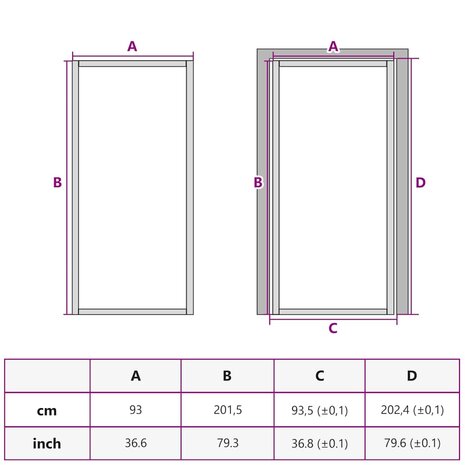 Binnendeur smal 93x201,5 cm gehard glas en aluminium goudkleur 10