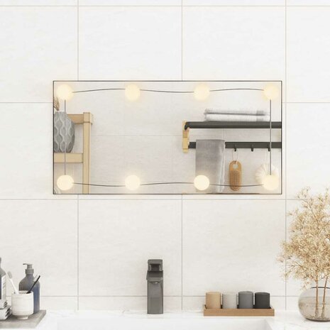 Wandspiegel met LED's rechthoekig 30x60 cm glas 3