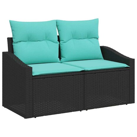 Bankstel met kussen 4 pcs Zwart poly rattan 4