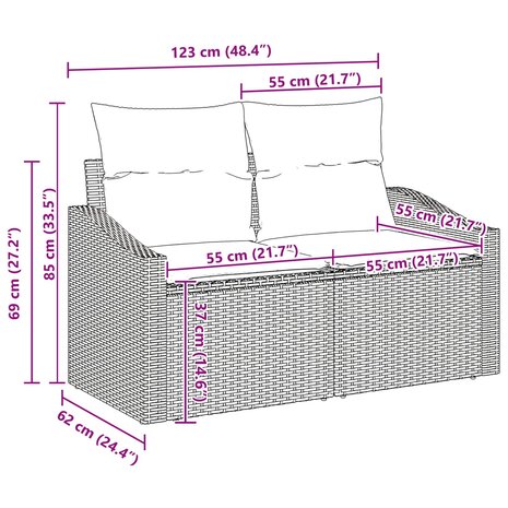 Bankstel met kussen 4 pcs Zwart poly rattan 9