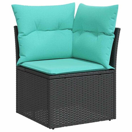 Bankstel met kussen 4 pcs Zwart poly rattan 6