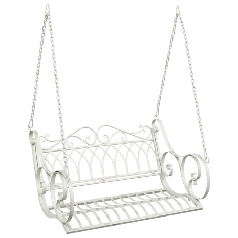 Schommelbank Staal 109 x 75 x 59 cm Antiek wit 2