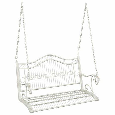 Schommelbank Staal 115 x 61 x 63 cm Antiek wit 2