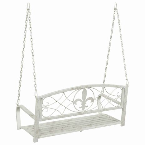 Schommelbank Staal 110,5 x 59 x 55 cm Antiek wit 5